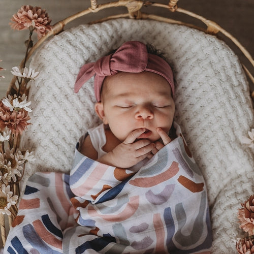 BABY TOPKNOT HEADBAND MAUVE