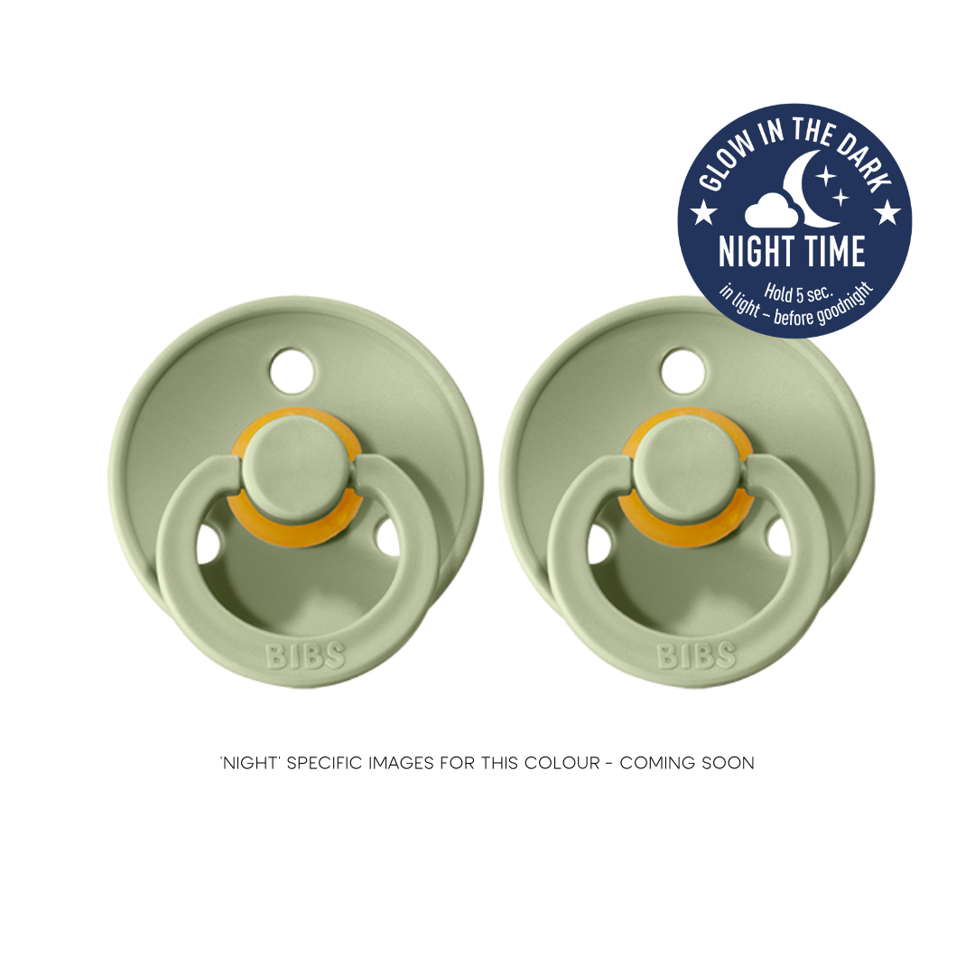 BIBS NIGHT GLOW DUMMY 2 PACK SIZE 1 (0-6MTH)  SAGE