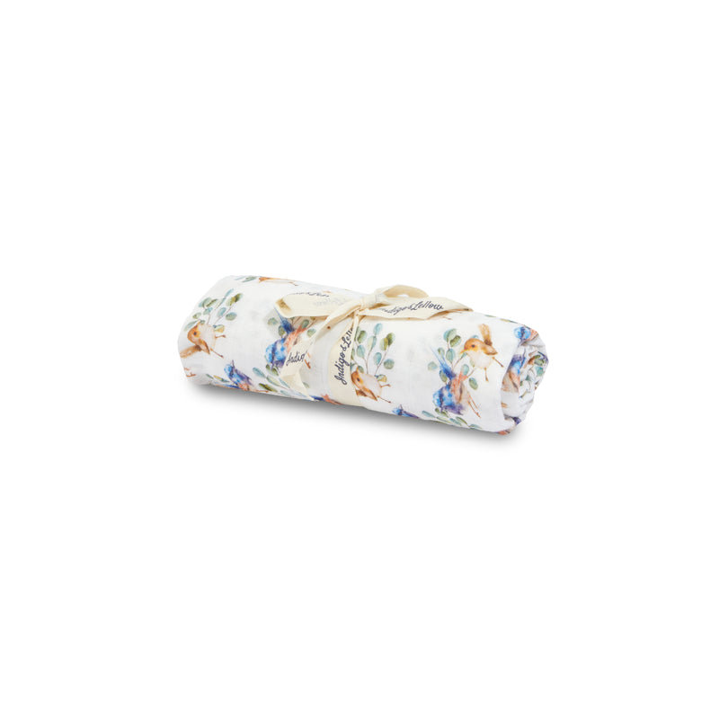 INDIGO & LELLOW MUSLIN WRAP FAIRY WRENS