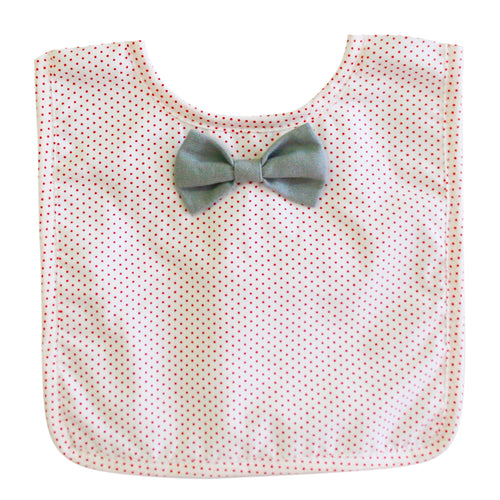 ALIMROSE BOW TIE BIB RED GREY