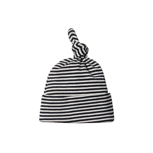 NATURE BABY COTTON KNOTTED BEANIE NAVY STRIPE