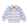 ROCK YOUR BABY PASTEL STRIPE FAUX FUR JACKET