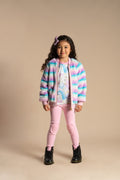 ROCK YOUR BABY PASTEL STRIPE FAUX FUR JACKET