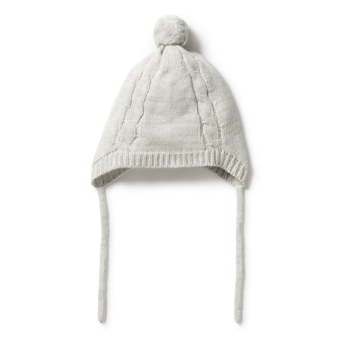 WILSON & FRENCHY KNIT CABLE BONNET GREY