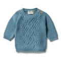 WILSON & FRENCHY KNITTED CABLE JUMPER BLUESTONE