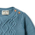 WILSON & FRENCHY KNITTED CABLE JUMPER BLUESTONE
