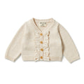 WILSON & FRENCHY KNITTED RUFFLE CARDIGAN SAND MELANGE