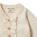 WILSON & FRENCHY KNITTED RUFFLE CARDIGAN SAND MELANGE