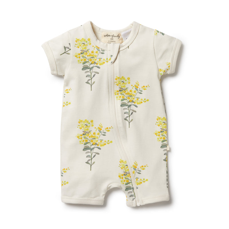 WILSON & FRENCHY ORGANIC BOYLEG ZIPSUIT LITTLE BLOSSOM