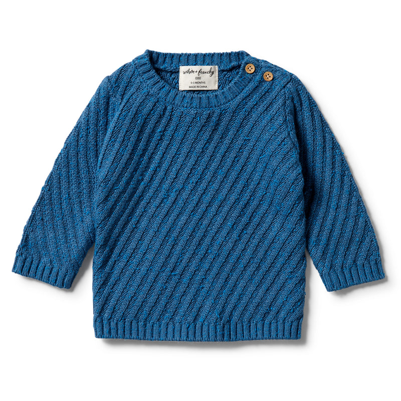 WILSON & FRENCHY JACQUARD JUMPER DENIM FLECK