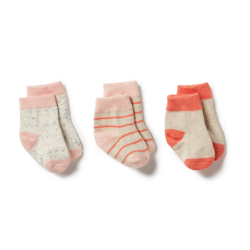 WILSON & FRENCHY SOCKS - SILVER PEONY/FOG/CORAL