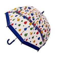 KIDS PRINT BIRDCAGE UMBRELLA RAINDROPS