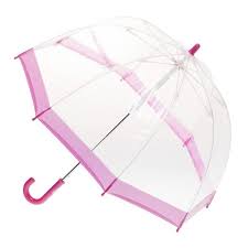 KIDS CLEAR BIRDCAGE UMBRELLA PINK BORDER