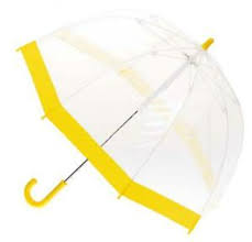 KIDS CLEAR BIRDCAGE UMBRELLA YELLOW BORDER