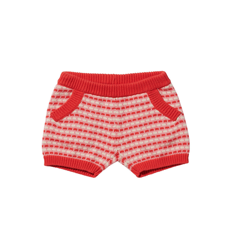 PLAY ETC KNIT SHORTIES PINK/RED