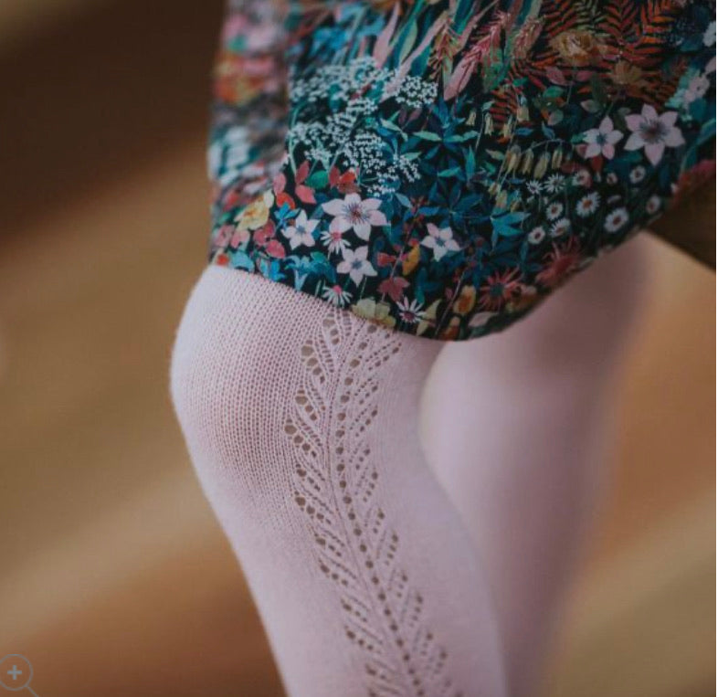 OPEN WORK TIGHTS BLUSH PINK