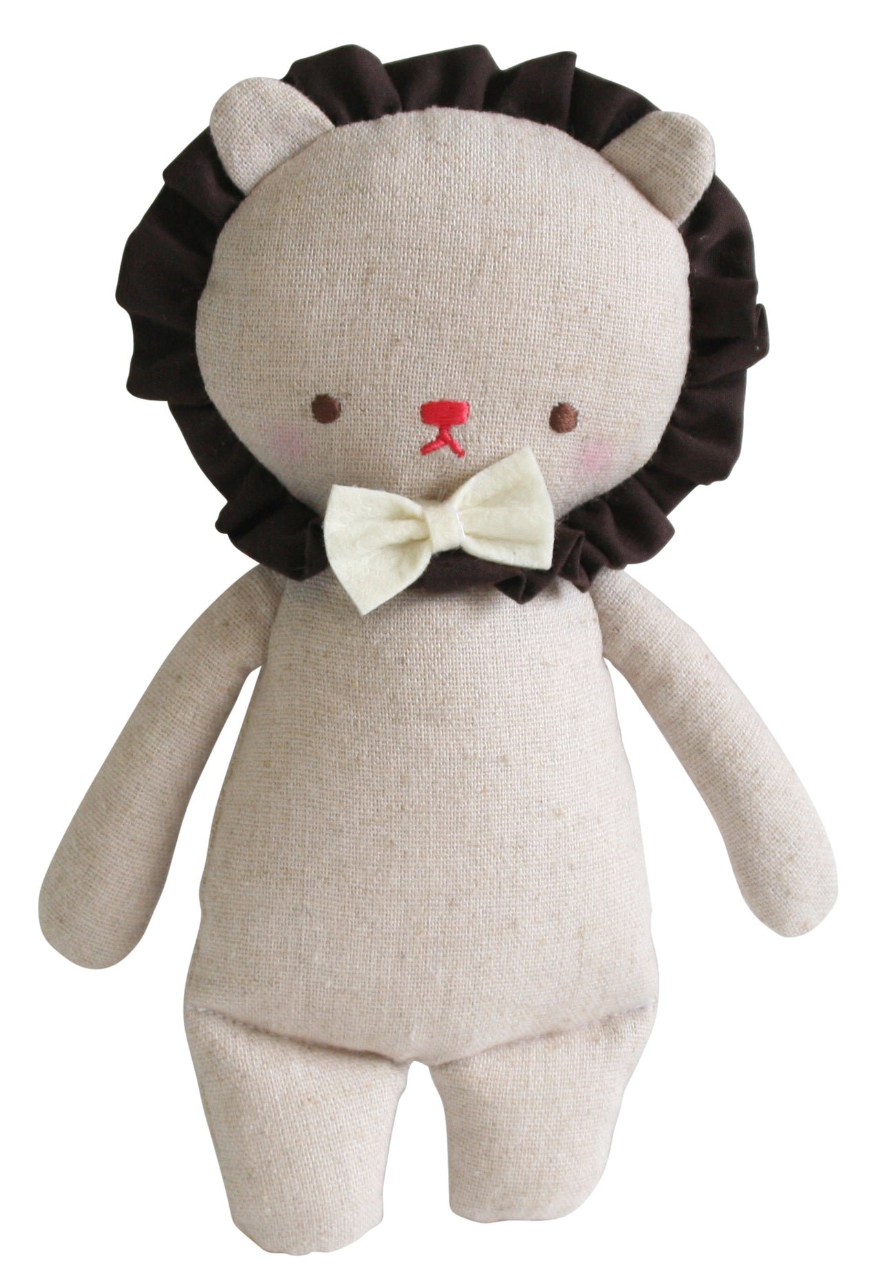 ALIMROSE LINEN MINI RATTLE LION