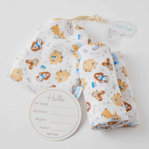 MUSLIN WRAP AND ARRIVAL CARD PAWSOME