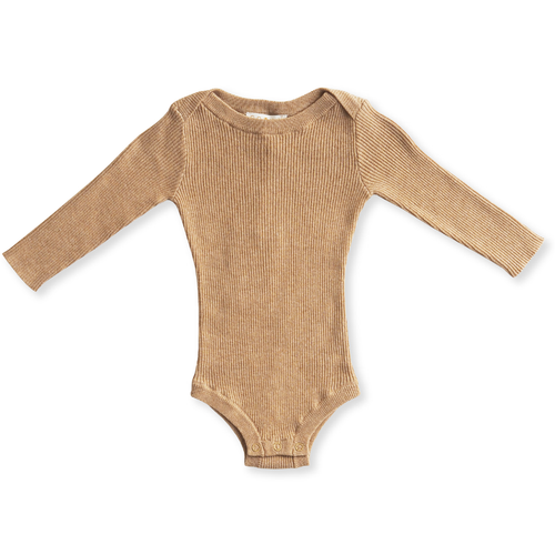 GROWN RIBBED ESSENTIAL BODYSUIT - OAT MARLE