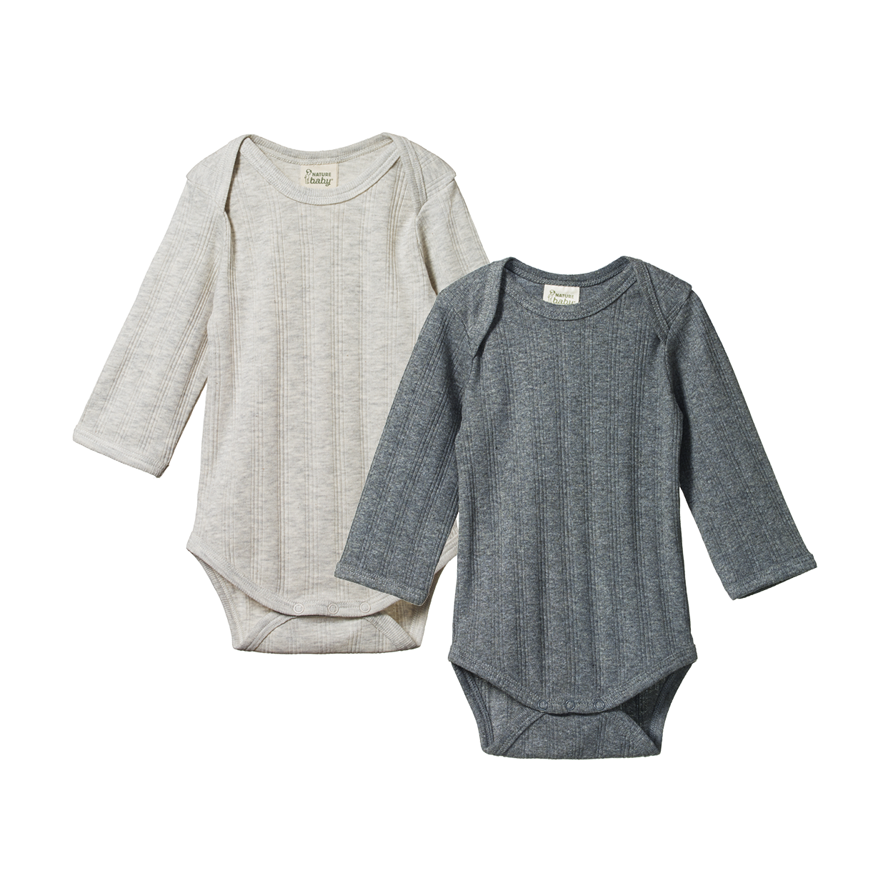 NATURE BABY 2 PACK DERBY BODYSUIT - GREY/CHARCOAL