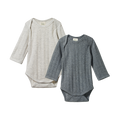 NATURE BABY 2 PACK DERBY BODYSUIT - GREY/CHARCOAL