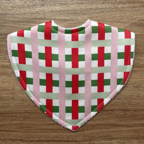 TILDA AND MOO FESTIVE GINGHAM MULTI TRIANGLE BIB