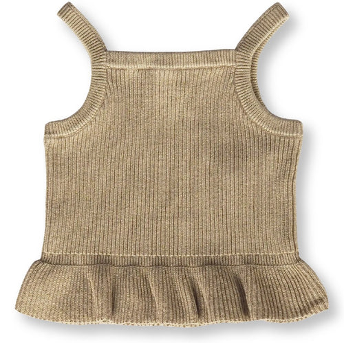 GROWN RIBBED FRILL TOP - GOLDIE