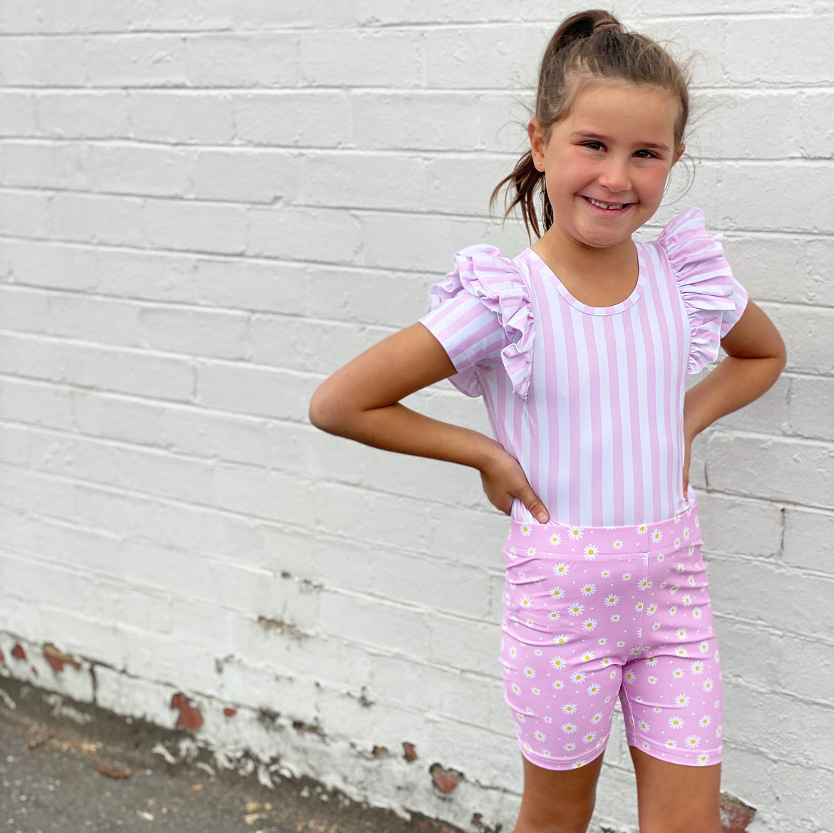 LITTLE HEARTS S/S DOUBLE FRILL STRIPE LEO