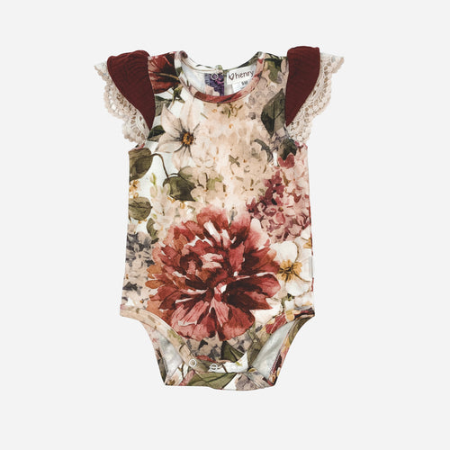 LOVE HENRY ROMPER SUNBURNT KNIT FLORAL