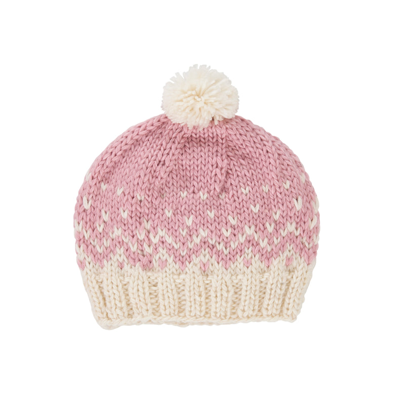 ACORN SNOWFLAKE BEANIE PINK/CREAM