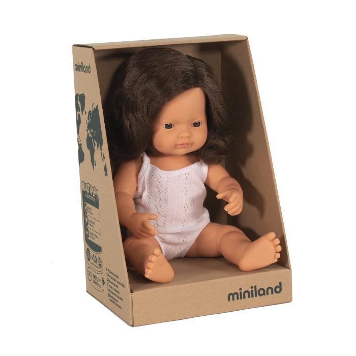 MINILAND CAUCASIAN GIRL BRUNETTE 38CM