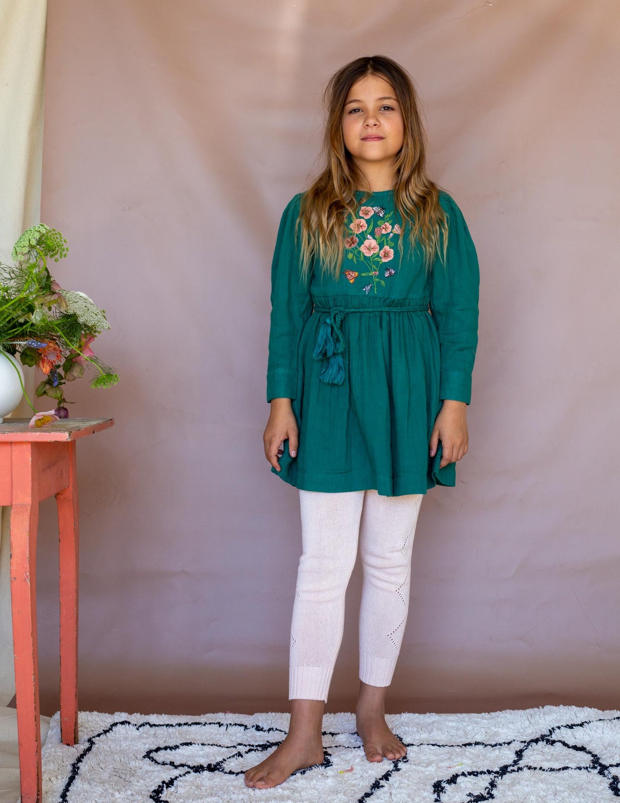 BELLA AND LACE KNITTED LEGGINGS - PINK ROSE