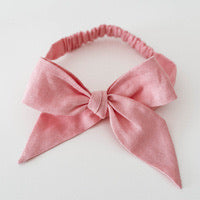 LINEN BOW PRE-TIED HEADBAND BABY PINK