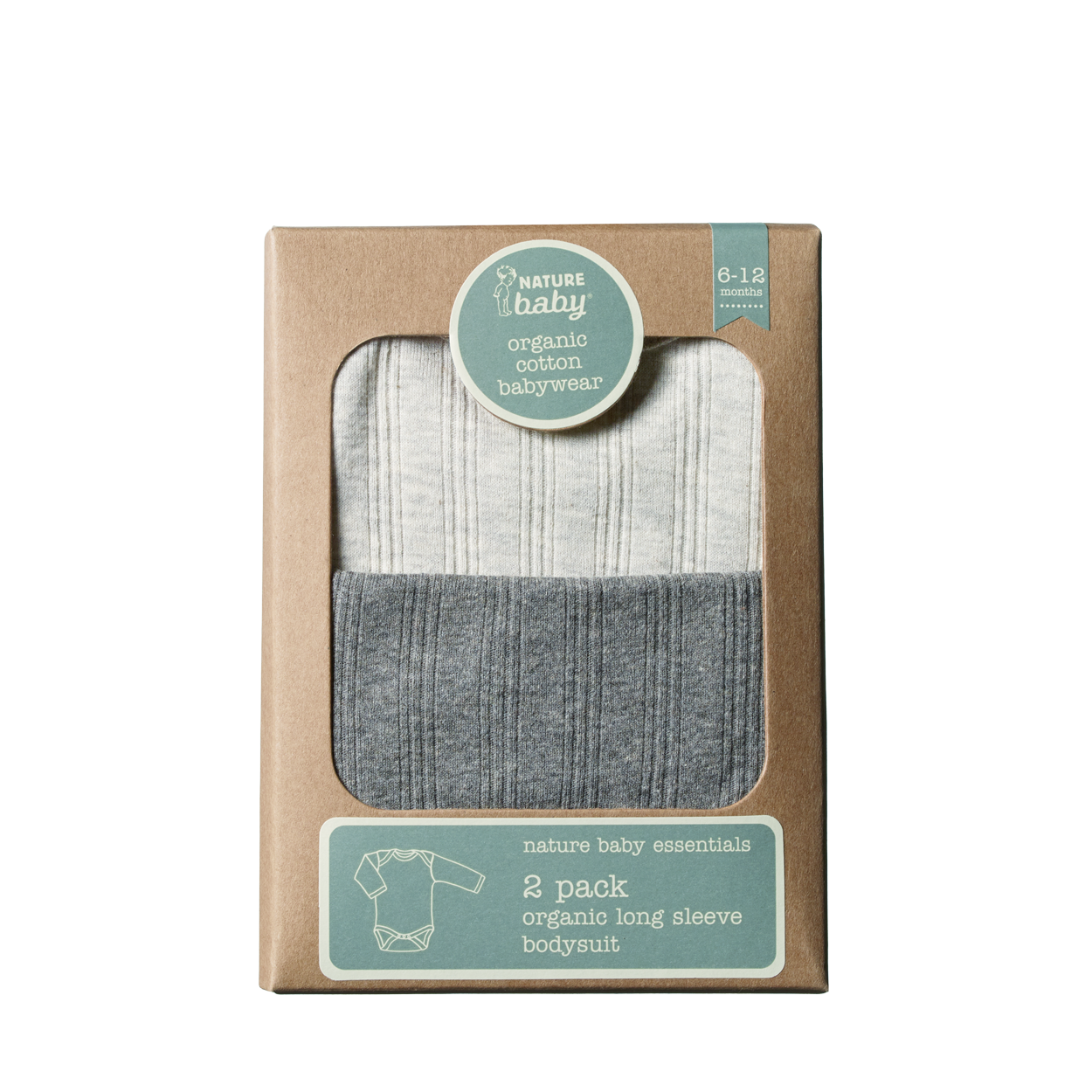 NATURE BABY 2 PACK DERBY BODYSUIT - GREY/CHARCOAL