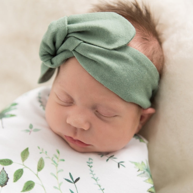 BABY TOPKNOT RIBBED HEADBAND OLIVE